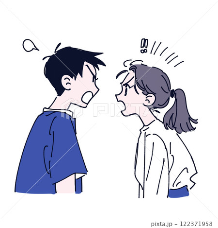 男性と女性が言い争いをしているイラスト 122371958