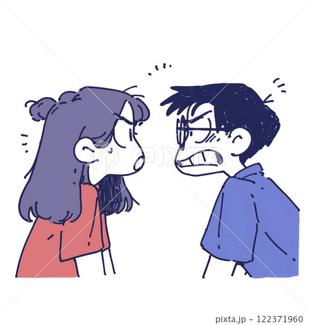 男性と女性が言い争いをしているイラスト 122371960