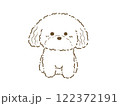 正面を向いてお座りをするトイプードルのイラスト　線画 122372191