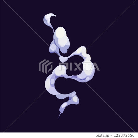 Curve white cloud, cartoon smoke, fragrance aroma smell. Vector ethereal shape, floating in curling wisps gives a mystical and magical ambiance. Cigarette steam trail, fog, vapor, smog or fume spread Curve white cloud, cartoon smoke, fragrance aroma smell. Vector ethereal shape, floating in curling wisps gives a mystical and magical ambiance. Cigarette steam trail, fog, vapor, smog or fume spread 122372556