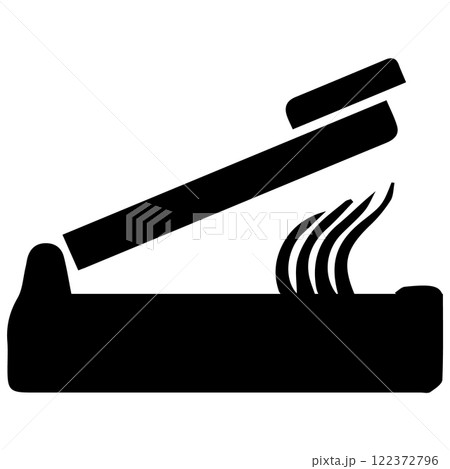 Heat press icon. Cloth or hair straightener electric machine tool symbol Heat press icon. Cloth or hair straightener electric machine tool symbol 122372796
