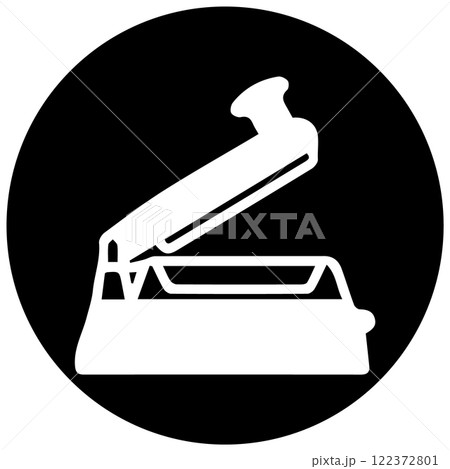 Heat press icon. Cloth or hair straightener electric machine tool symbol 122372801