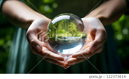 手の上の水晶 122373614