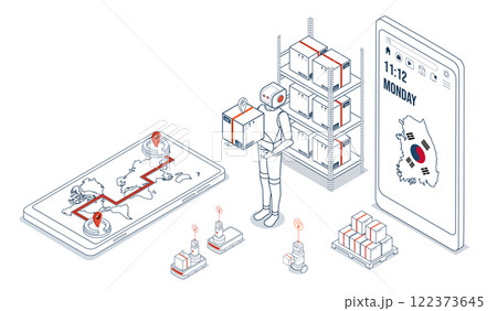 South Korean logistics leverages autonomous robots and AGVs to enable cost-effective, sustainable global operations with efficient digital-physical order fulfillment. South Korean logistics leverages autonomous robots and AGVs to enable cost-effective, sustainable global operations with efficient digital-physical order fulfillment. 122373645