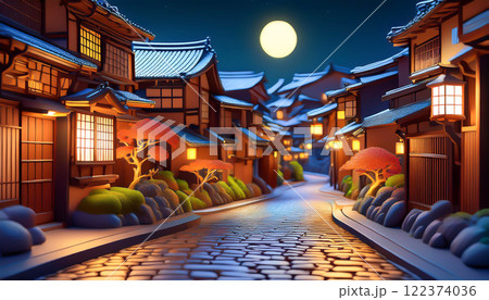 日本の街並み(古都)のイラスト素材 [122374036] - PIXTA