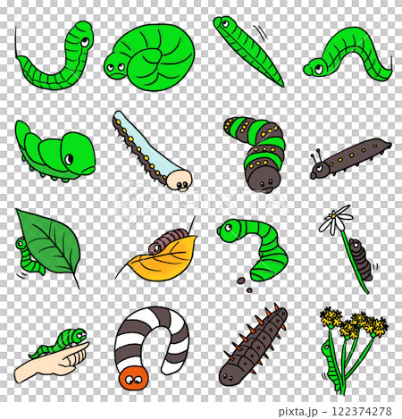 一組可愛的毛毛蟲 122374278