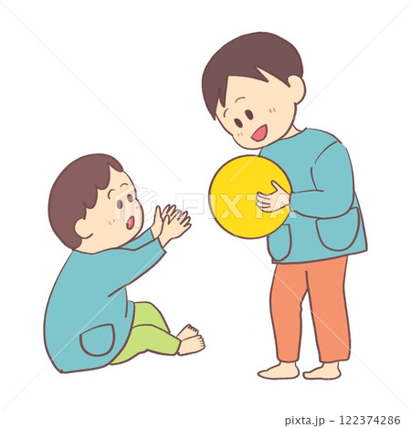 お友達のボールをほしがる子どものイラスト素材 [122374286] - PIXTA