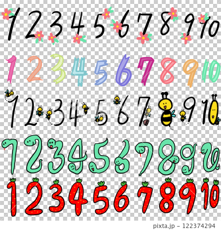 Various cute design numbers 122374294