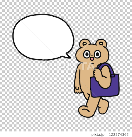 A fun bear going out with a speech bubble 122374365