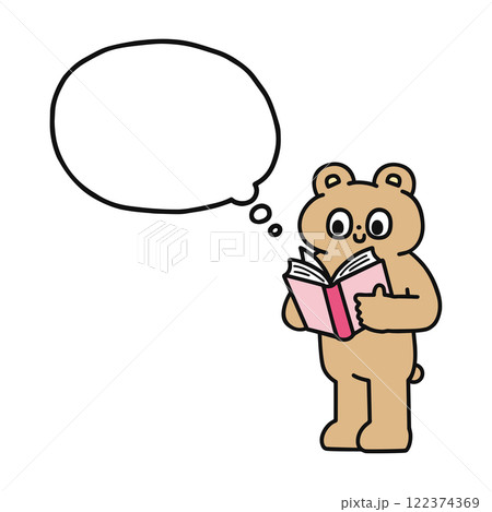 本を読むゆかいなクマと吹き出し 本を読むゆかいなクマと吹き出し 122374369