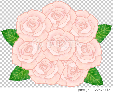 ベビーピンクのバラの花束 おしゃれな薔薇の水彩イラスト ベビーピンクのバラの花束 おしゃれな薔薇の水彩イラスト 122374412