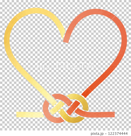 金色和紅色心形框架 mizuhiki 的向量插圖 金色和紅色心形框架 mizuhiki 的向量插圖 122374444