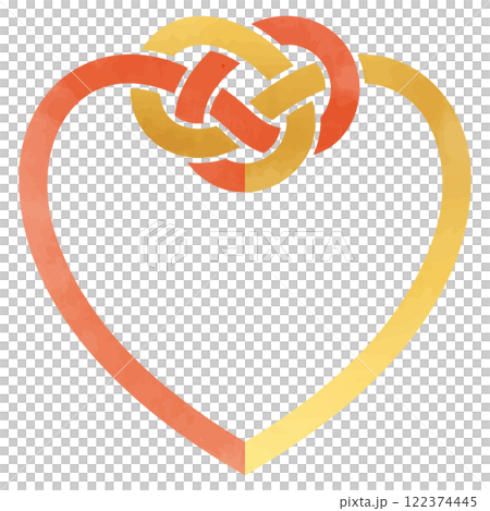 Vector illustration of gold and red heart frame Mizuhiki 122374445