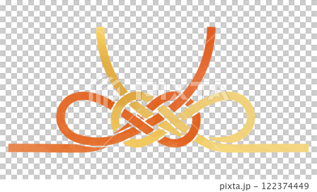 金と赤の蝶結び水引リボン_水彩風のベクターイラスト 122374449