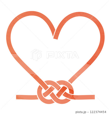 水彩風のハートのフレーム水引のベクターイラスト 122374454