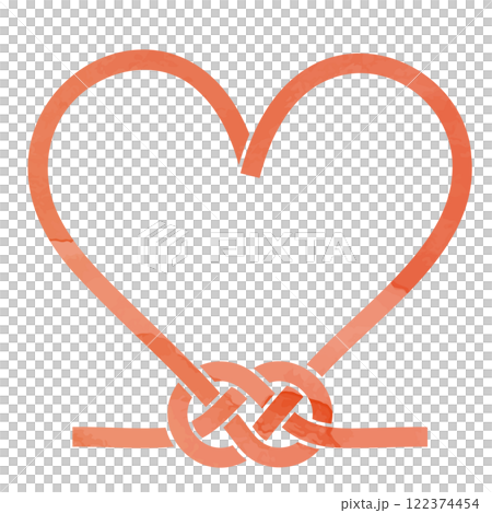 水彩風のハートのフレーム水引のベクターイラスト 122374454