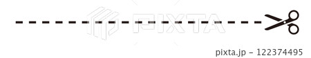 キリトリ線のイラスト、切り取り線のベクターイラスト 122374495