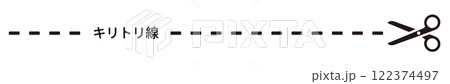 キリトリ線のイラスト、切り取り線のベクターイラスト 122374497