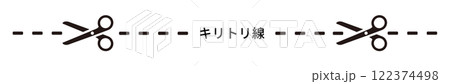 キリトリ線のイラスト、切り取り線のベクターイラスト 122374498