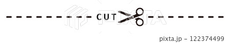 キリトリ線のイラスト、切り取り線のベクターイラスト 122374499