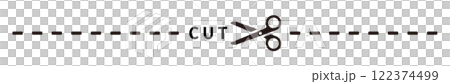 キリトリ線のイラスト、切り取り線のベクターイラスト 122374499