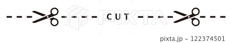 キリトリ線のイラスト、切り取り線のベクターイラスト 122374501