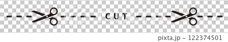 キリトリ線のイラスト、切り取り線のベクターイラスト 122374501