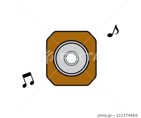 シンプルなスピーカーのイラスト（音符つき） 122374669