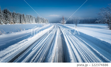 凍結路・雪道イメージ 122374886