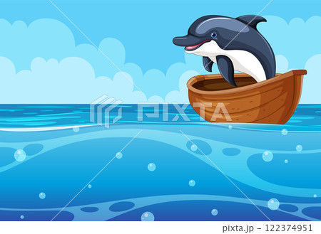 Dolphin Joyfully Leaping from Boat 122374951