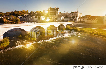 View of medieval castle Chateau in Amboise View of medieval castle Chateau in Amboise 122375283