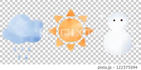 水彩風　天気のアイコンセット 122375894