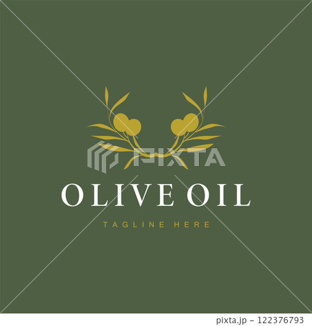 simple olive logo design olive fruit plant symbol of beauty and spa business brand template 122376793