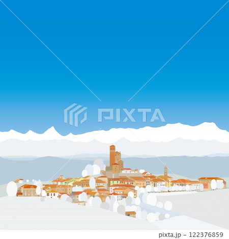 セッラルンガ・ダルバ　serralunga d'alba　ピエモンテ　piemonte　イタリア　冬 122376859