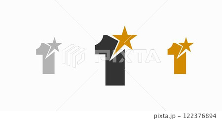 Star One logo design is modern and unique with black and gold accents. 122376894