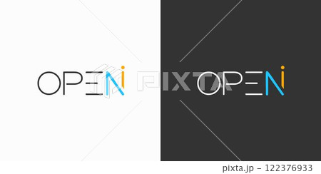 Open Ai logo design is unique and modern with orange and blue accents. 122376933