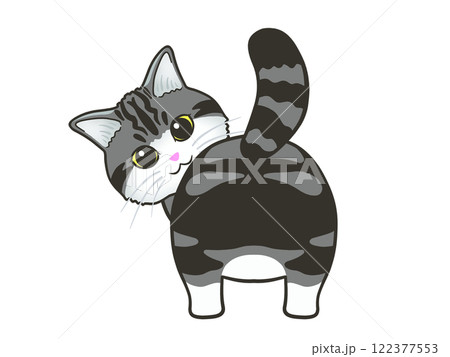 振り返る猫 122377553