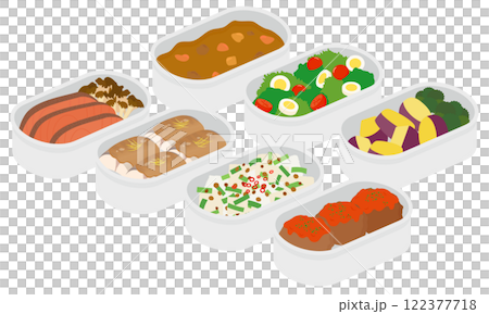 Prepared side dishes in storage containers Prepared side dishes in storage containers 122377718