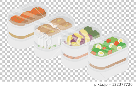 Prepared side dishes in storage containers Prepared side dishes in storage containers 122377720