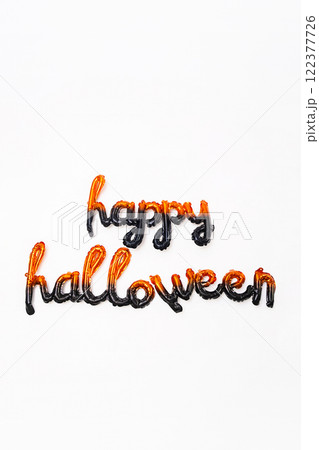 Balloon letters Happy Halloween against white background. 122377726