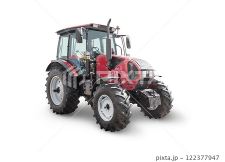 Modern wheeled tractor isolated on white background Modern wheeled tractor isolated on white background 122377947