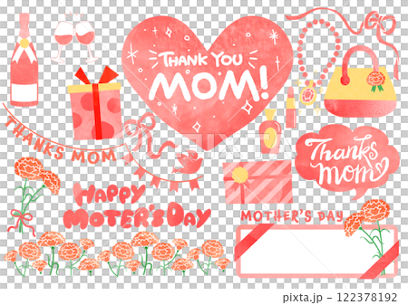 各種可愛且易於使用的母親節字母和插圖 122378192
