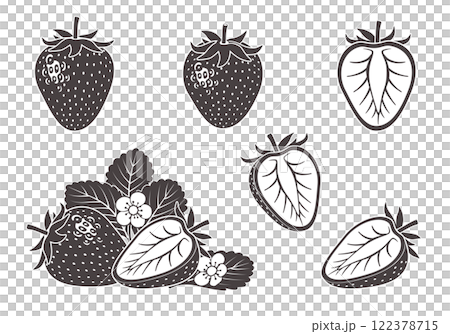 Strawberry illustration icon set monochrome 122378715