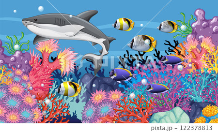 Vibrant Underwater Biodiversity Scene 122378813