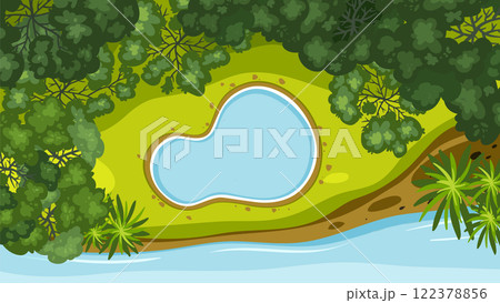 Aerial View of Forest and Pond Aerial View of Forest and Pond 122378856