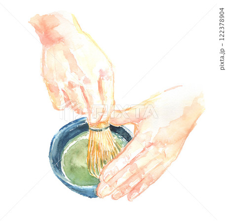 抹茶を点てる手元のイラスト 抹茶を点てる手元のイラスト 122378904