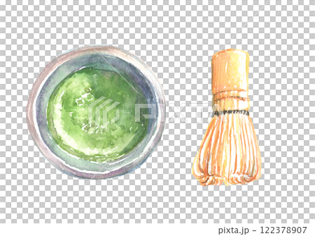 抹茶と茶筅のイラスト 122378907