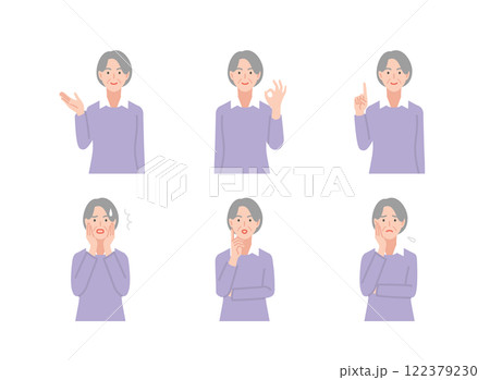 シニア女性のイラストセット 122379230