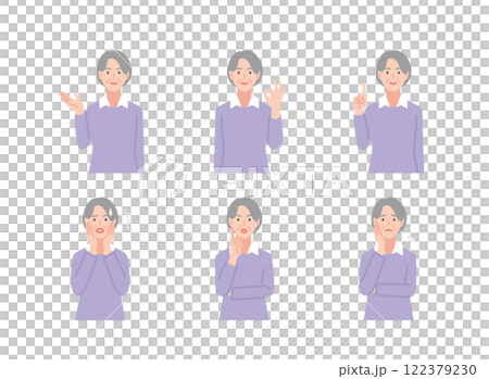 シニア女性のイラストセット 122379230