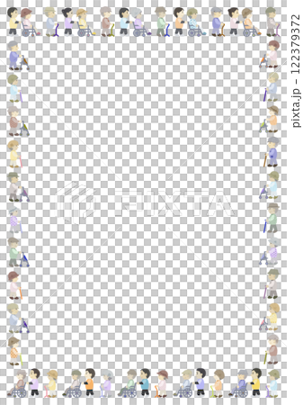 散歩する老人のフレームイラスト 散歩する老人のフレームイラスト 122379372